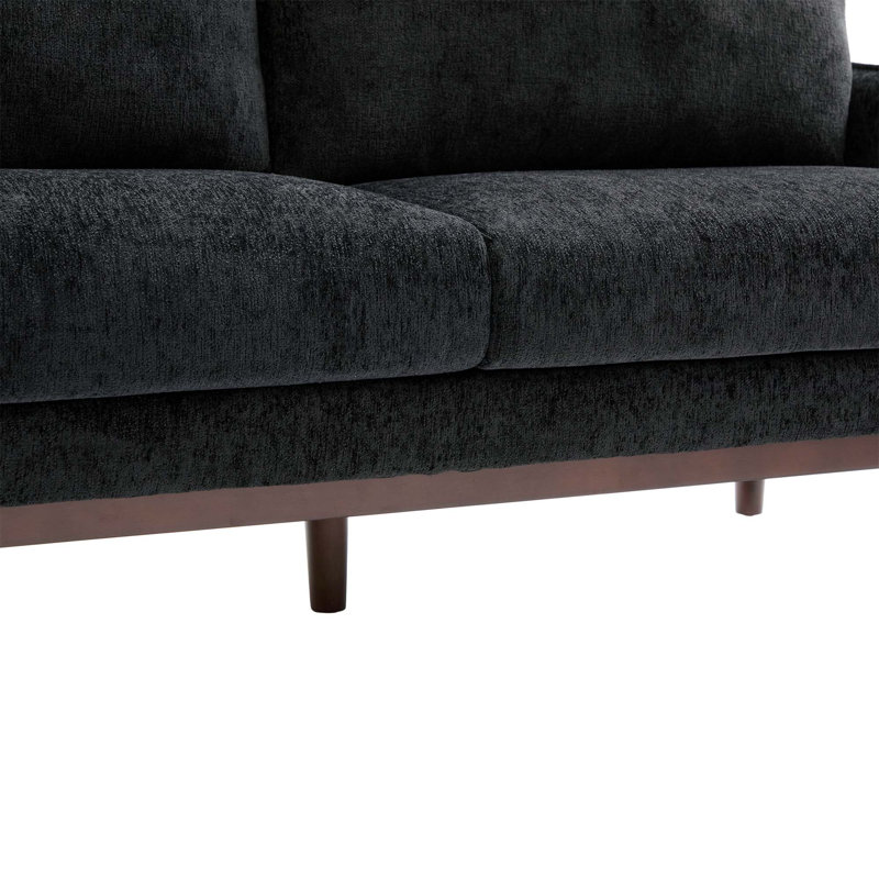 2-Seater Upholstered Sofa, Black Chenille