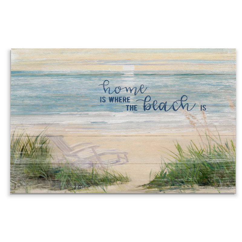 « home is where the beach is » print, H 18 po x l 27 po x P 1,5 po, Toile tendue