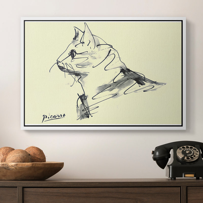 Chat (Le Chat), c. 1960 - Pablo Picasso, toile tendue avec châssis, 16 x 24, Blanc