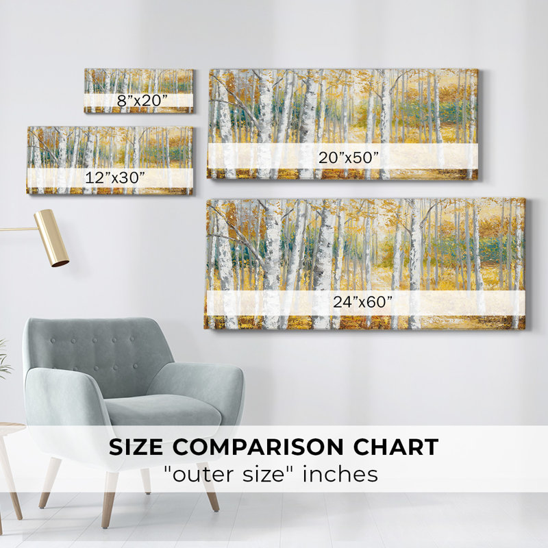 Birch Path II sur impression sur toile, H 12 po x l 30 po x P 1,5 po