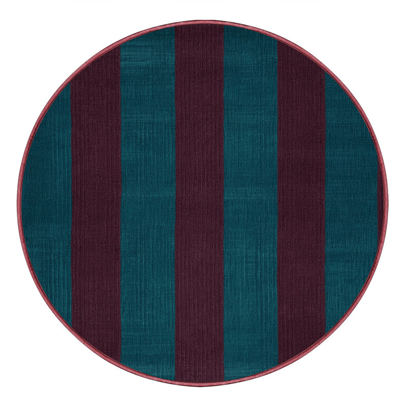 Tapis rouge à carreaux lavable à la machine, Rond 3 pi