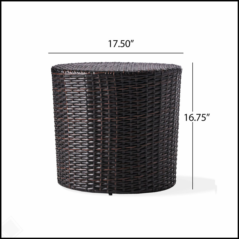 Table d'appoint Kingstown RD Barrel, table de bout d'extérieur durable en osier avec design classique et aucun assemblage requis