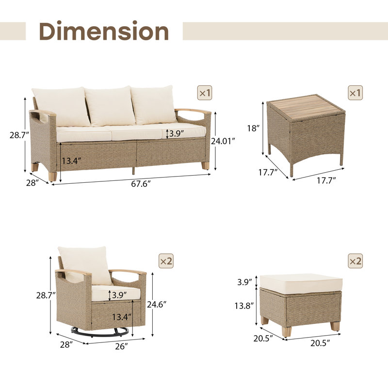 5 - Person Outdoor Seating Group With Cushions