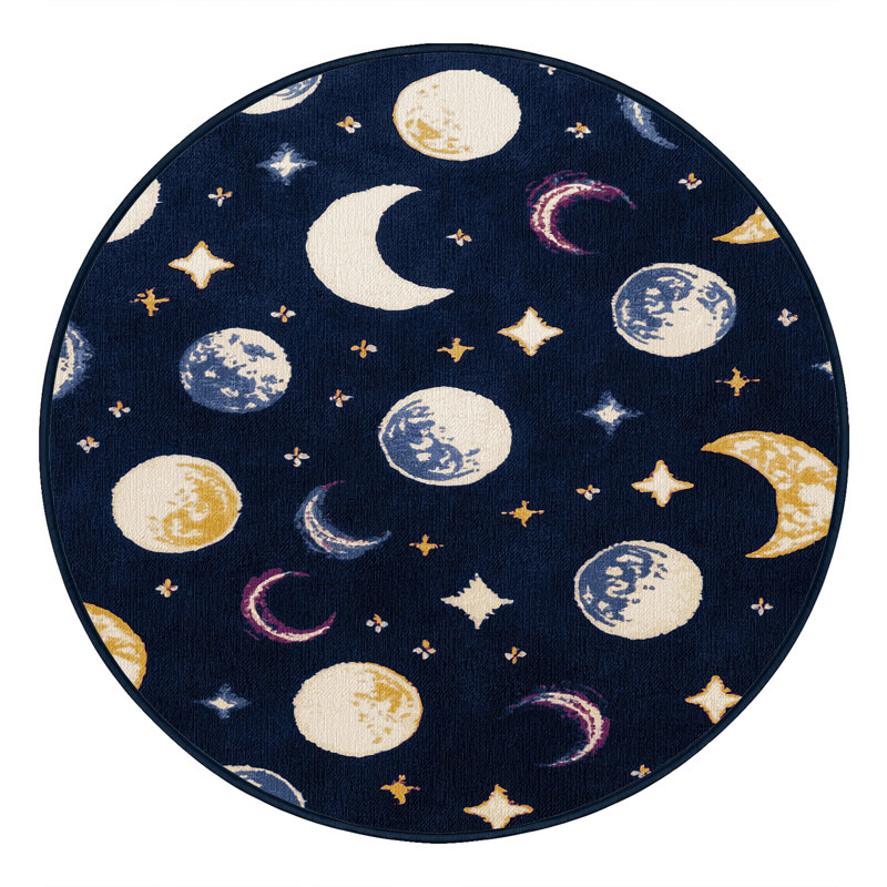 Machine Washable Space Blue Area Rug