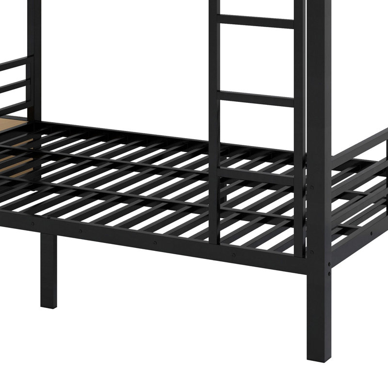 Lit superposé en métal pour les adolescents avec tablettes de rangement, tiroirs et panneau perforé, Double sur double