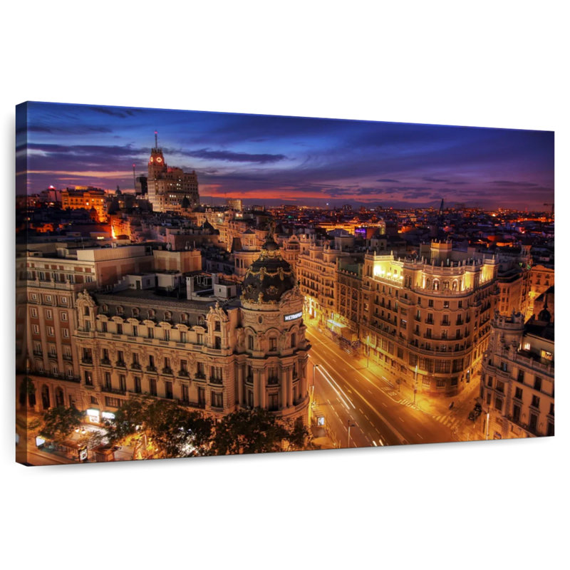 Kavia Gran VvÃ‰Â¬?a Street At Night, 34" H x 51" W