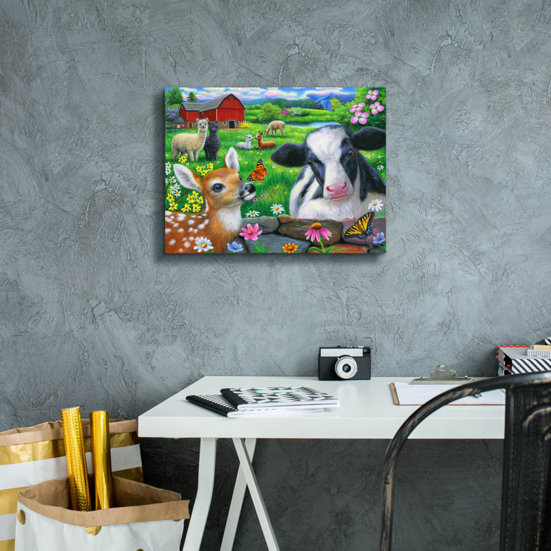 «Friends At The Farm» par Bridget Voth, H 12 po x l 16 po x P 0,75 po