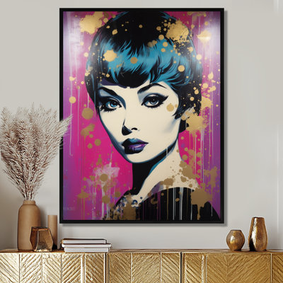 «Retro Glam Sophistication Sparkling Gold I», art mural femme
