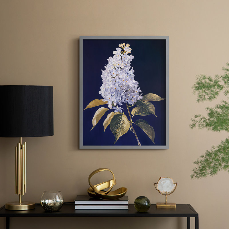 Série FLORAL CLxxix - reproduction encadrée de qualité supérieure - prête à être accrochée - aucun clou requis, Gris