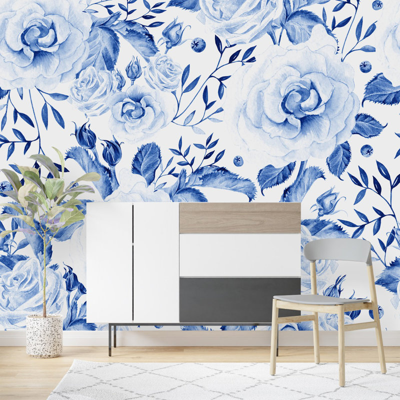 Peel & Stick Floral Wall Mural, 8.33' W x 8.33' L