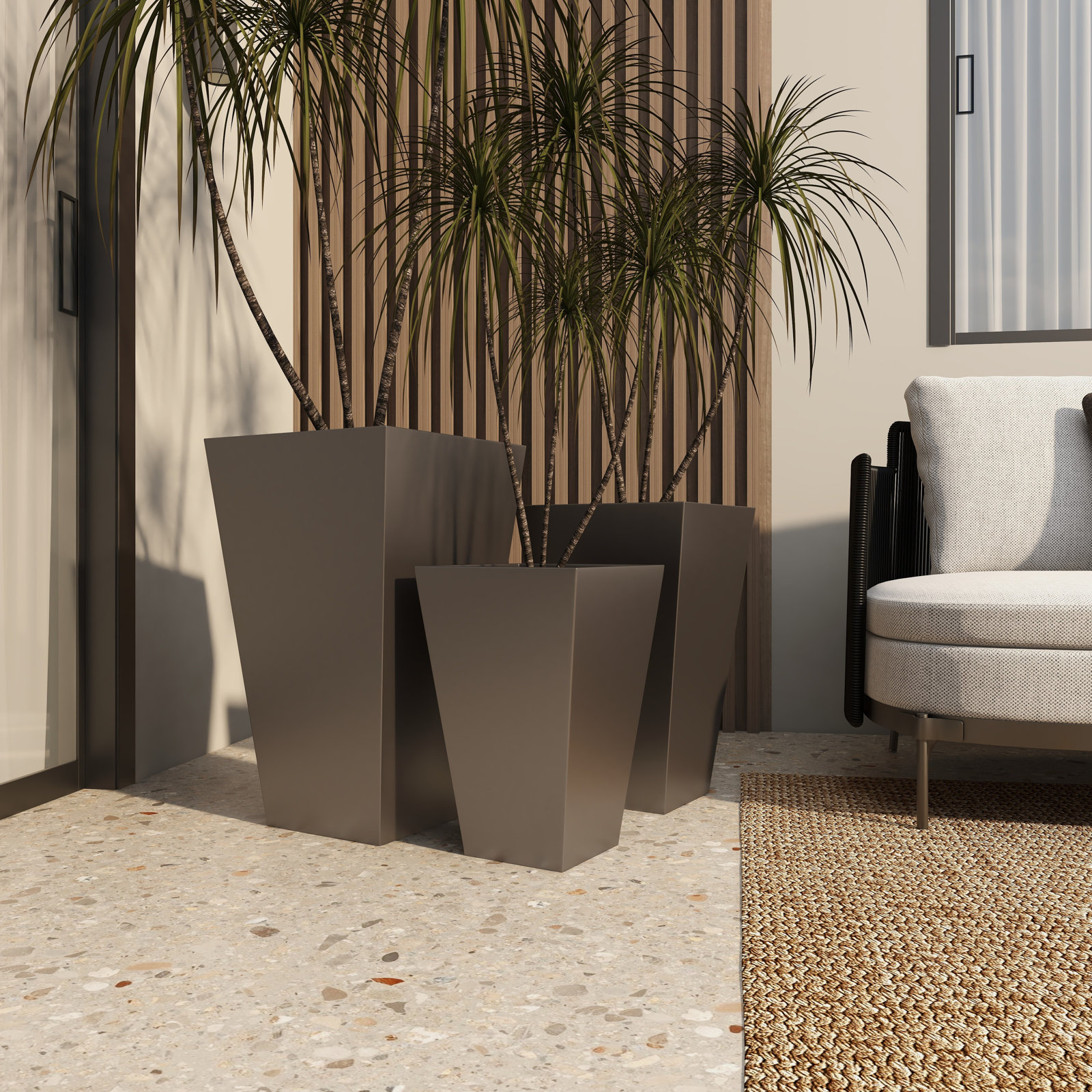 15" Pot Planter, Gray
