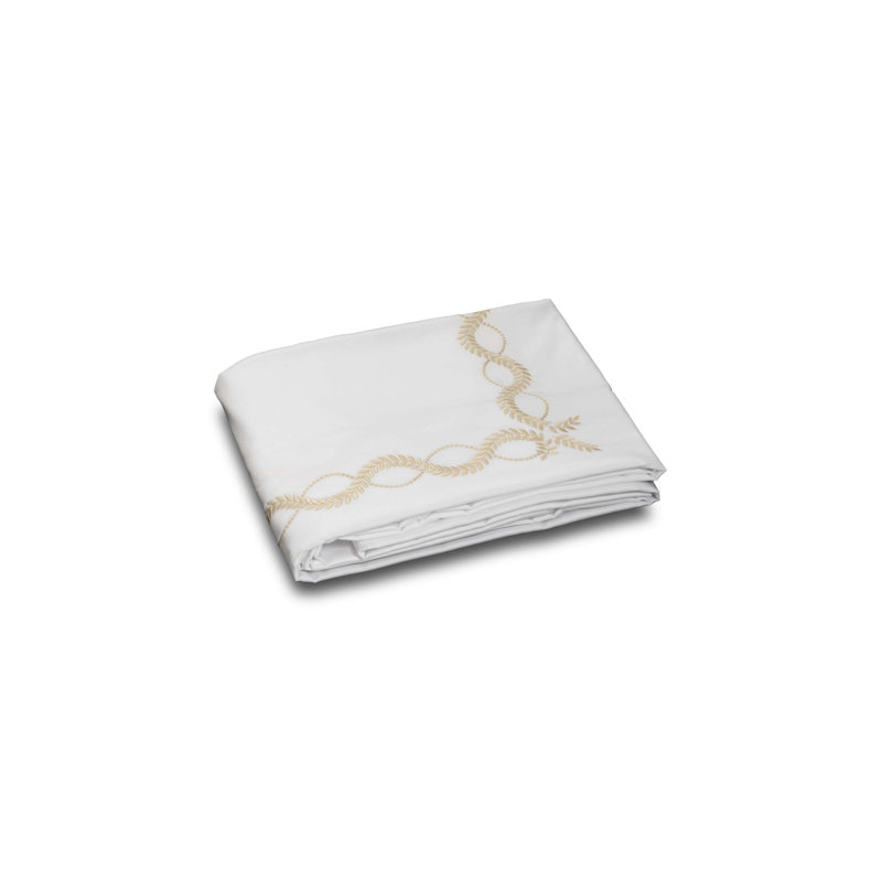 Diana Embroidery By DEA Sateen Duvet Cover, Beige/White, Twin Duvet Cover