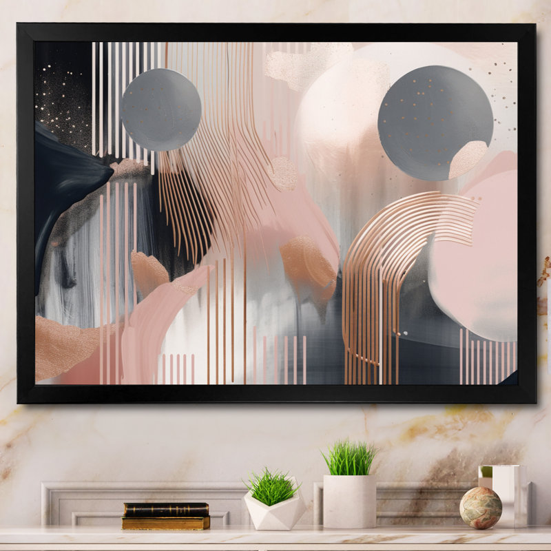 Whispers Of Marble II - Art abstrait marbré encadré, Cadre simple noir, H 24 po x l 32 po x P 1 po