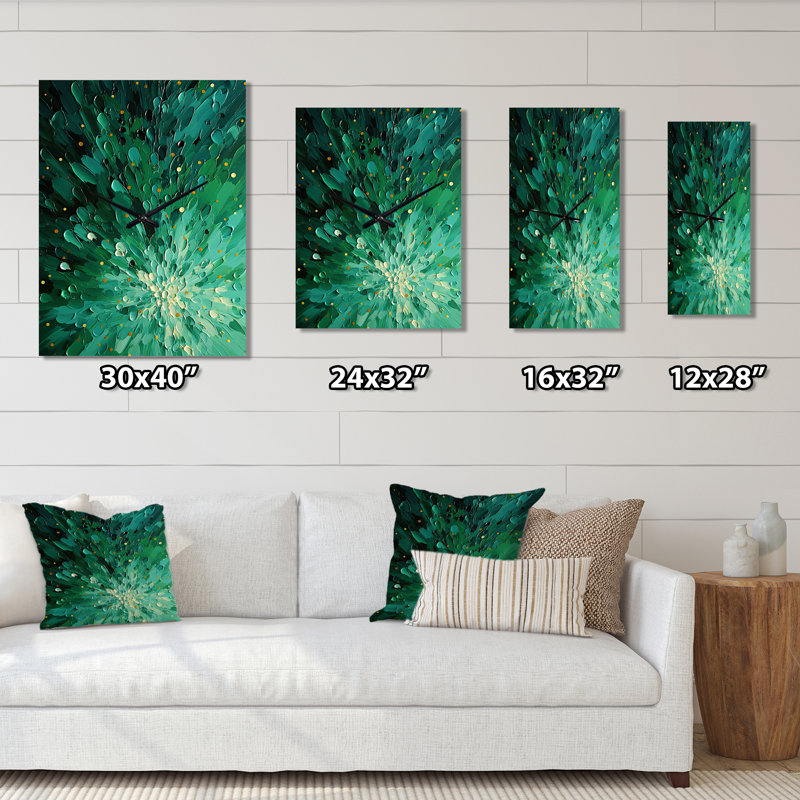 Horloge murale Emerald Euphoria II - Paysage abstrait, Petit