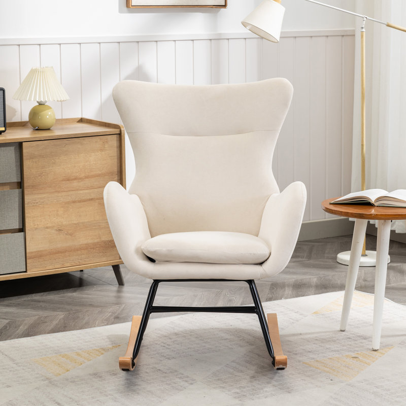 Chaise berçante Joury, Velours beige