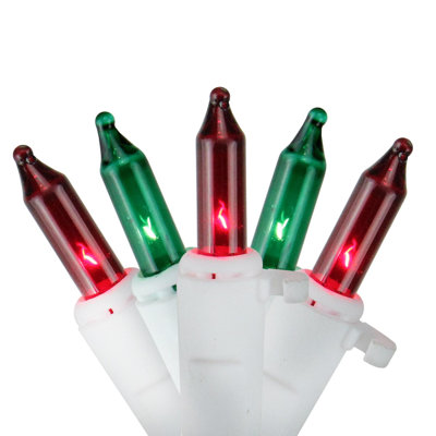 100 Red and Green Mini Icicle Christmas Lights - 7 ft White Wire