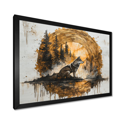 Geocomo Winter Wolf In A Lake Of Wood Slide I - Wolf Canvas Wall Art