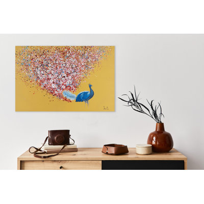 Floral Peacock - No Frame Rectangle Painting on Canvas