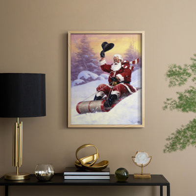 Here Comes Santa Framed Print - Solid Wood