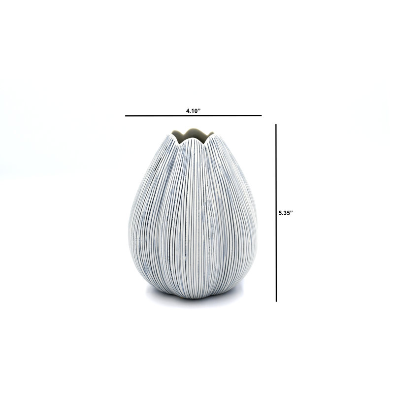 Bassey Handmade Table Vase, Blue, 5.4" H x 4.1" W x 4.1" D