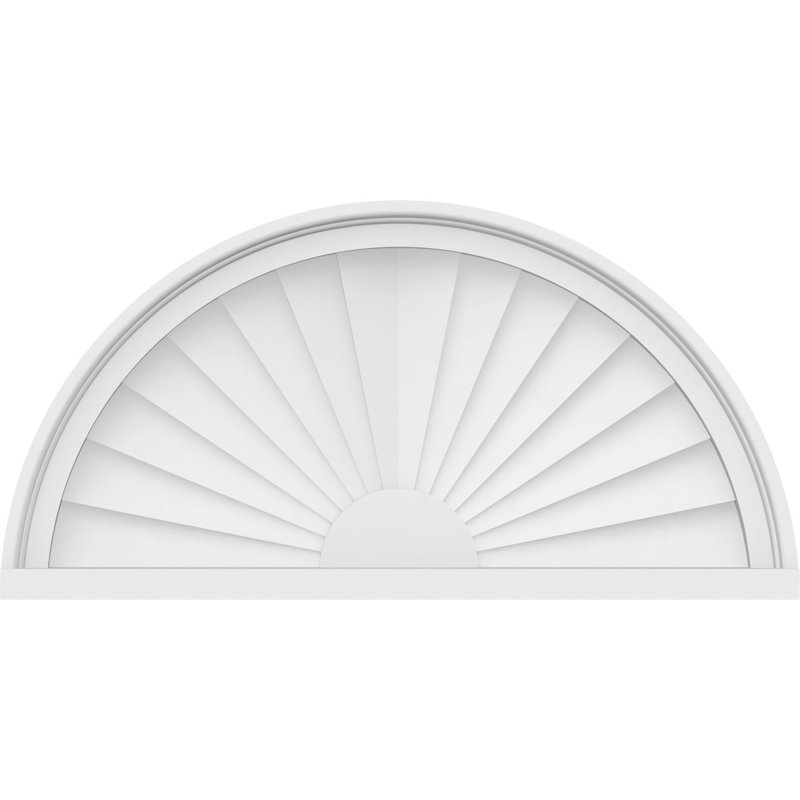 Demi-cercle à fronton en PVC de qualité architecturale Sunburst, H 13 po x l 26 po x P 2 po