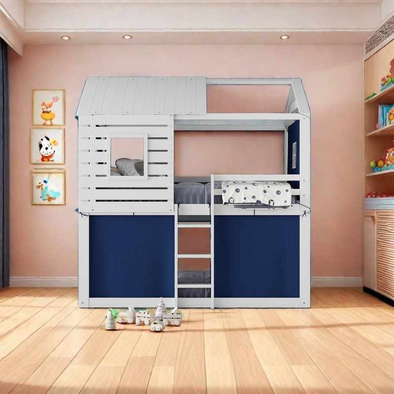 Ahaana Kids Bunk Bed, White/Blue, Twin
