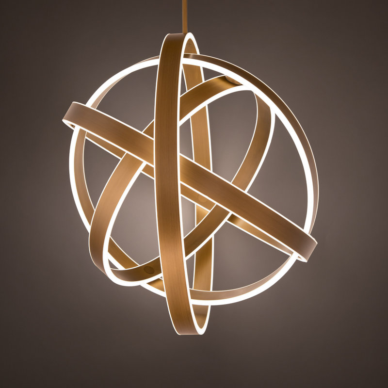 Kinetic 1-Light Globe Chandelier, 28" H x 28" W x 28" D, Aged Brass
