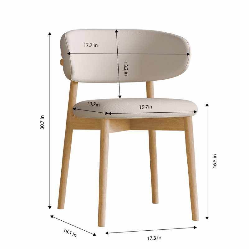 Chaise de salle à manger de style Mid-Century moderne avec pieds en bois (ensemble de 2)