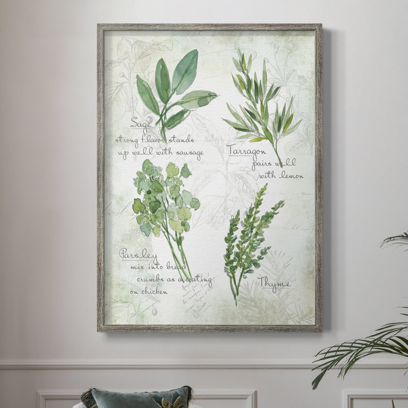 Fresh Herbs II, reproduction encadrée - bois massif, H 11 po x l 9 po