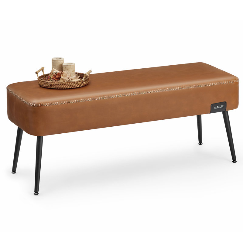 Banc de rangement en cuir, Standard, Brun caramel