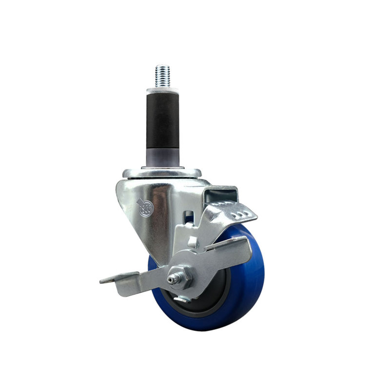 Roulettes pivotantes extensibles en polyuréthane pivotant 3 po 1-1 / 8 po bleu SCC