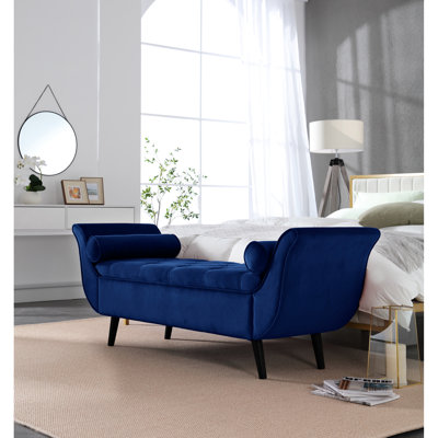 65-Inch Multi-Purpose Velvet Bench, Retro Look, Bedroom Living Room Essential Decor Item Storage Velvet, Mid-Century Modern For Entryway
