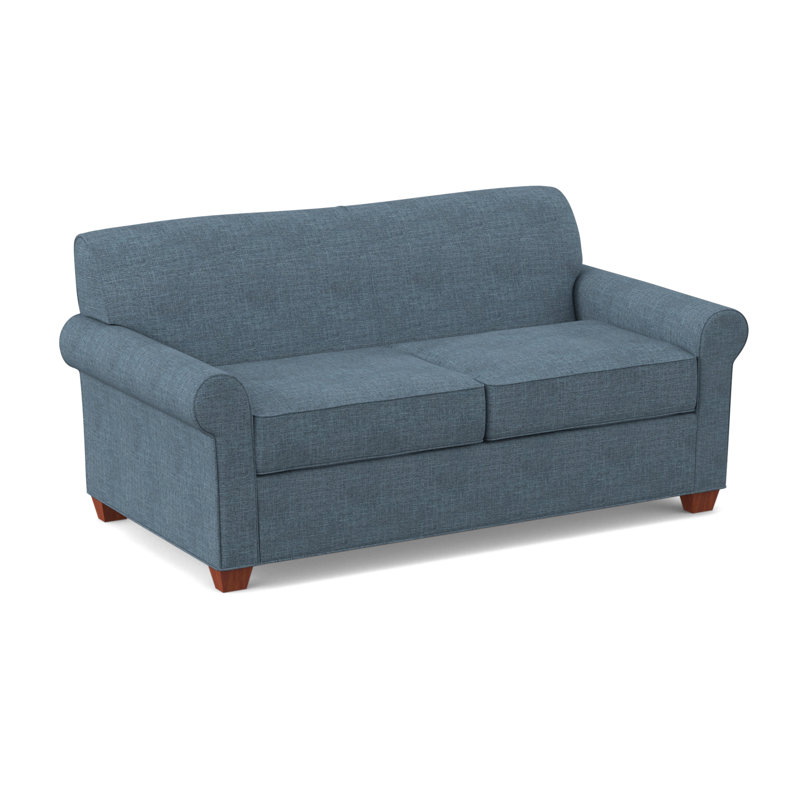 Finn Rolled Arm Sofa with Reversible Cushions, BM Cherry, Archetype Anchor, 34" H x 75" W x 36" D