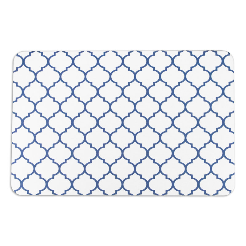 Non-Slip Bath Mat, Blue/White