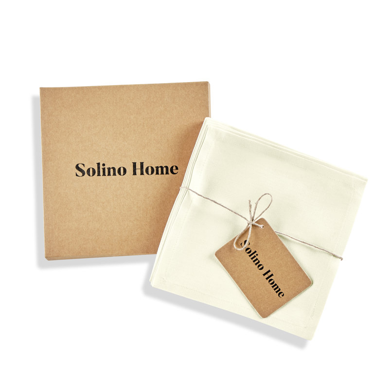Dru - Cotton Linen Plain Cocktail Napkins, Ivory
