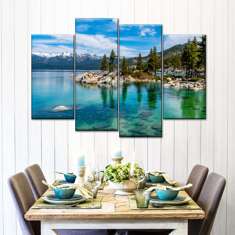 Green Lake Tahoe Wall Art Multi Piece Canvas Print, H 54 po x l 84 po x P 1,25 po