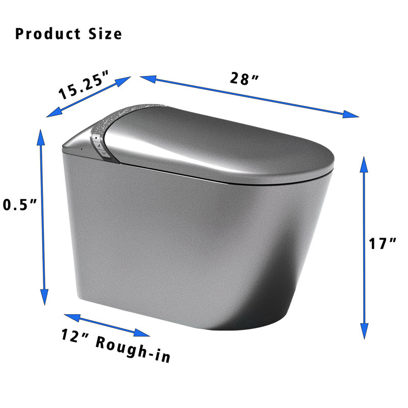 Smart Toilet With Starry Night And Built - In Bidet, Modern Bathroom Design, Auto Seat Open/Close, Foot Sensor For Functions, Led Display, Warm Air Drying, Moving Washing Mode Built-In
