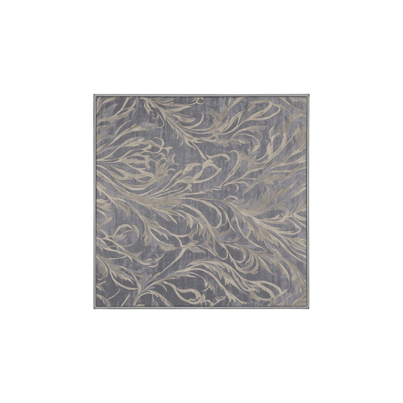 Tapis gris soyeux et moelleux, Carré 5 pi