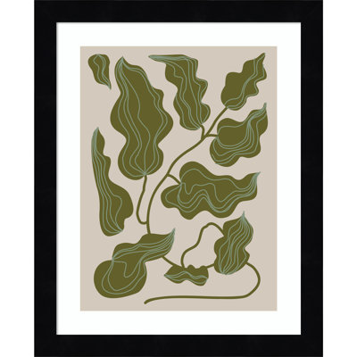 Expressive Abstract House Plant Green Leaves By The Creative Bunch Studio Wood Framed Wall Art Print