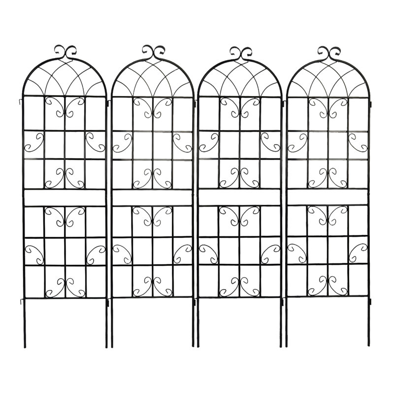 Treillis de jardin en métal antirouille 71 po x 19,7 po pour plantes grimpantes, support de fleurs, Blanc, crème