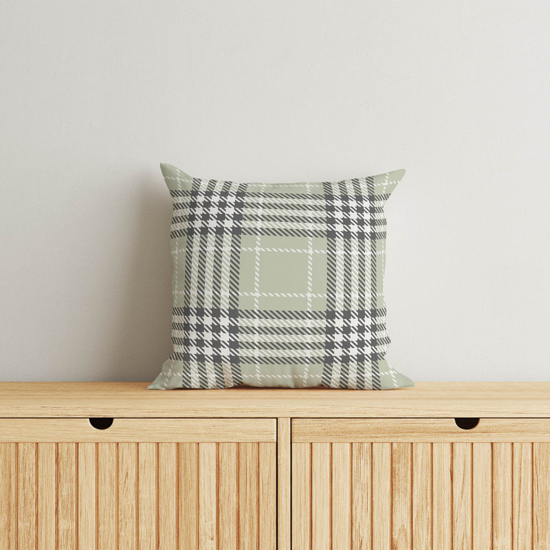 Christopher's Plaid Pillow, 26"H x 26"W, Light Green/Green