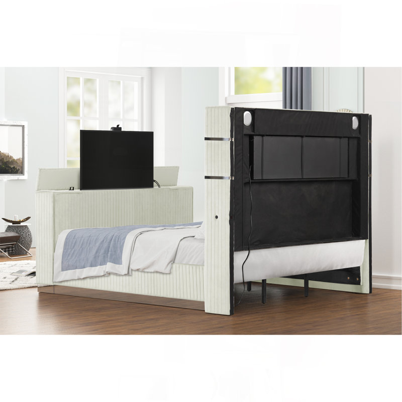 Ensemble de chambre à coucher de style moderne 5 pièces avec foyer dans la tête de lit et meuble télé dans le pied de lit