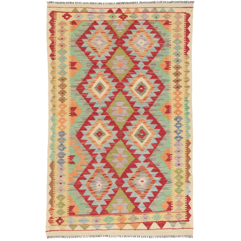 Geometric Wool Hand Woven 97cm X 153cm Area Rug