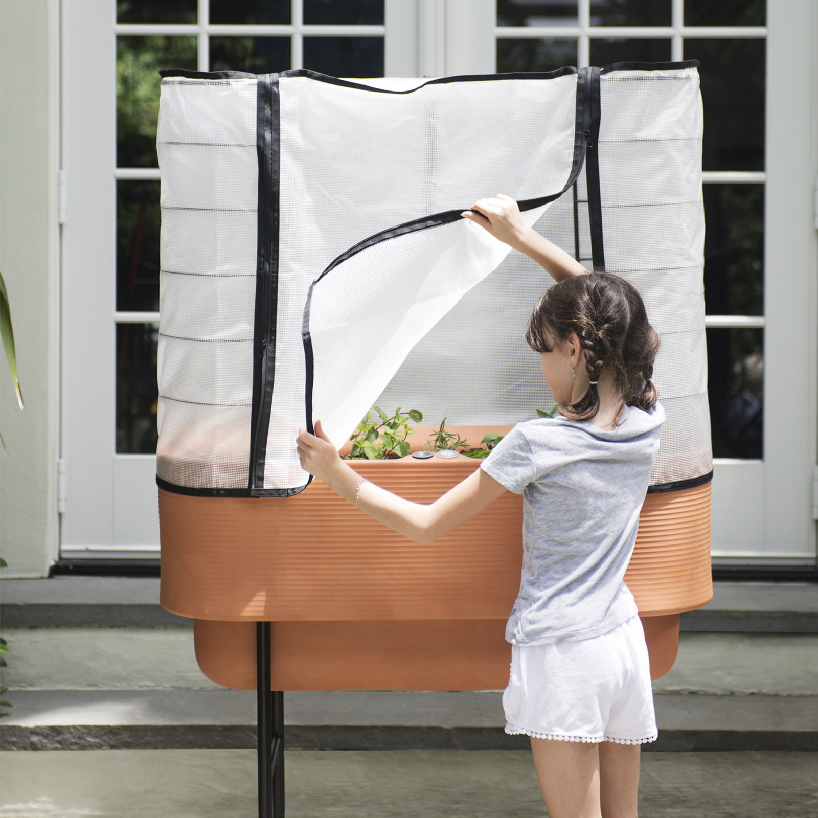 Nest Self Watering Raised Planter Box, Bark, 35.75'' H x 36'' W x 18'' D