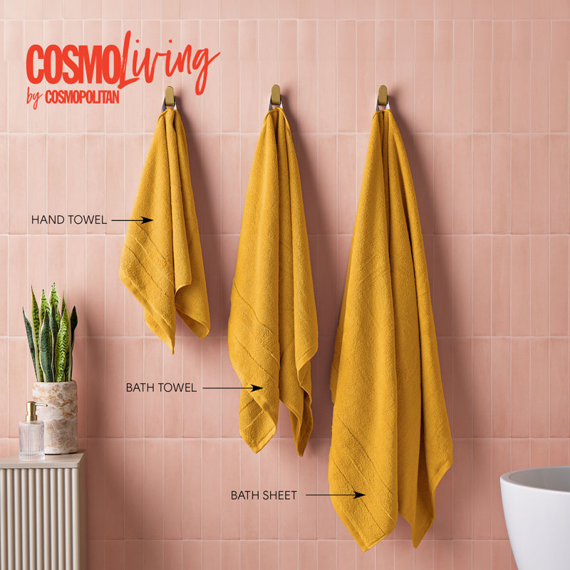 Cosmo Bath Linen 100% Cotton Bath Towel, Yellow