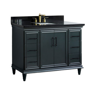 Finition de meuble-lavabo simple et lavabo rectangulaire en granit et rectangulaire