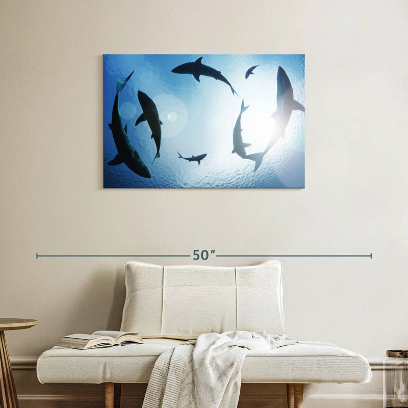 School Of Sharks, 24" H x 36" W