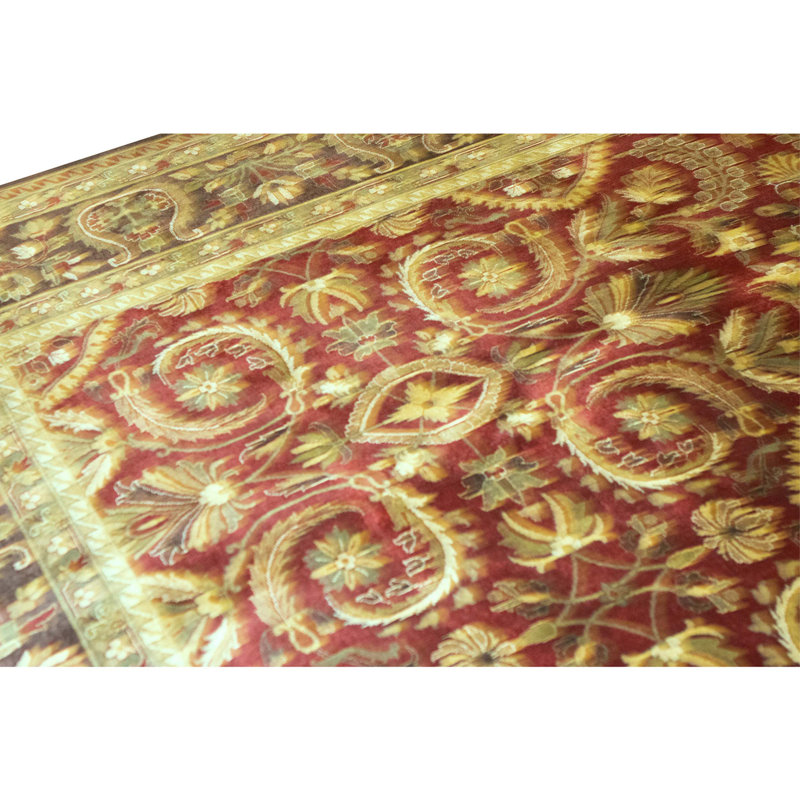 High-Quality Hand-Knotted Wine And Plum Area Rug