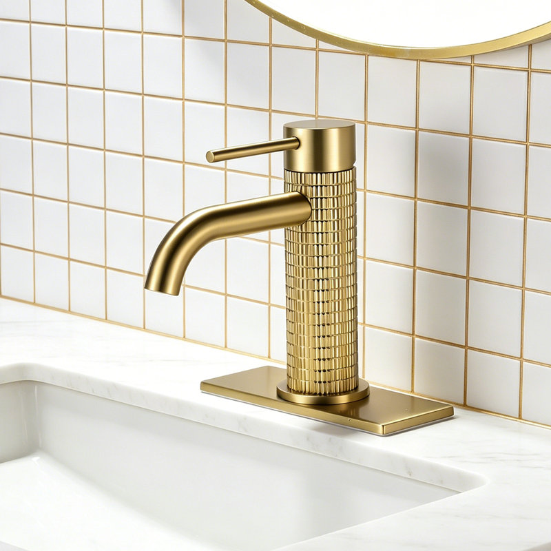 Single-Hole Single-Handle Bathroom Faucet, Brushed Gold