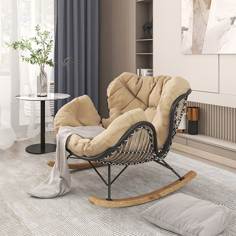 Chaise berçante élégante pour le balcon, Kaki, Noir / brun